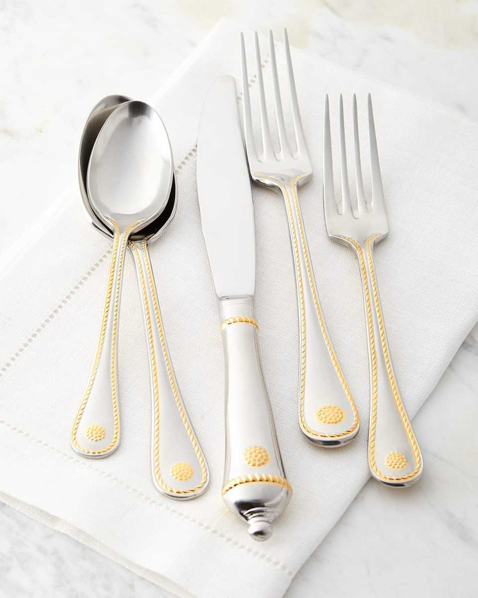 Berry & Thread 5-Piece Place Setting - Bright Satin with Gold